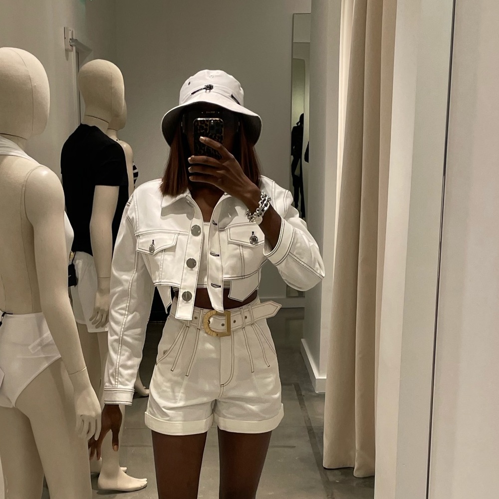 Balmain white jean shorts